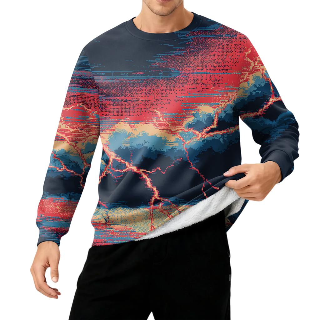 Men's Round Neck Fleece-Lined Thick Warm Sweatshirt