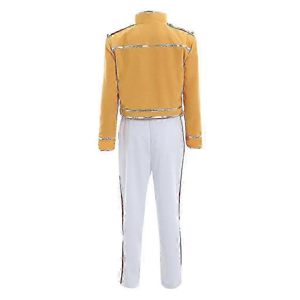 Queen Freddie Mercury Iconic Yellow & Black Stage Costume - 70s Vintage Rock Legend Revivalx