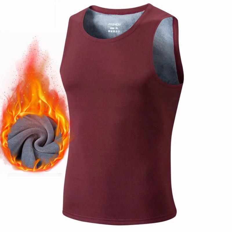 

L-3XL мужские теплые бархатные рубашки без рукавов модная зимне-осенняя одежда винтажные ветрозащитные тонкие однотонные жилеты без рукавов для мужчин XL красный