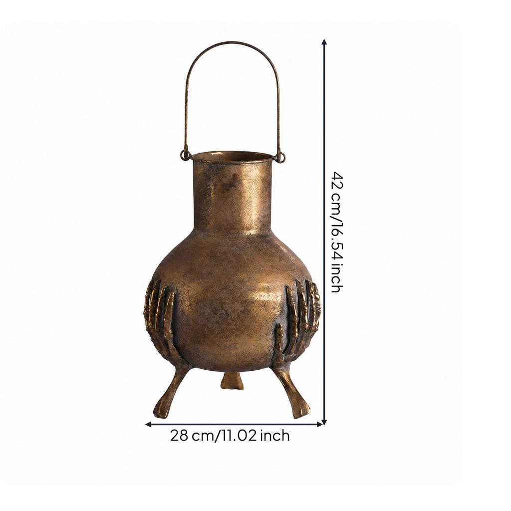 EuropeanStyle Decorative Metal Vase Vintage with Raised Ornamental Detailing Distressed for