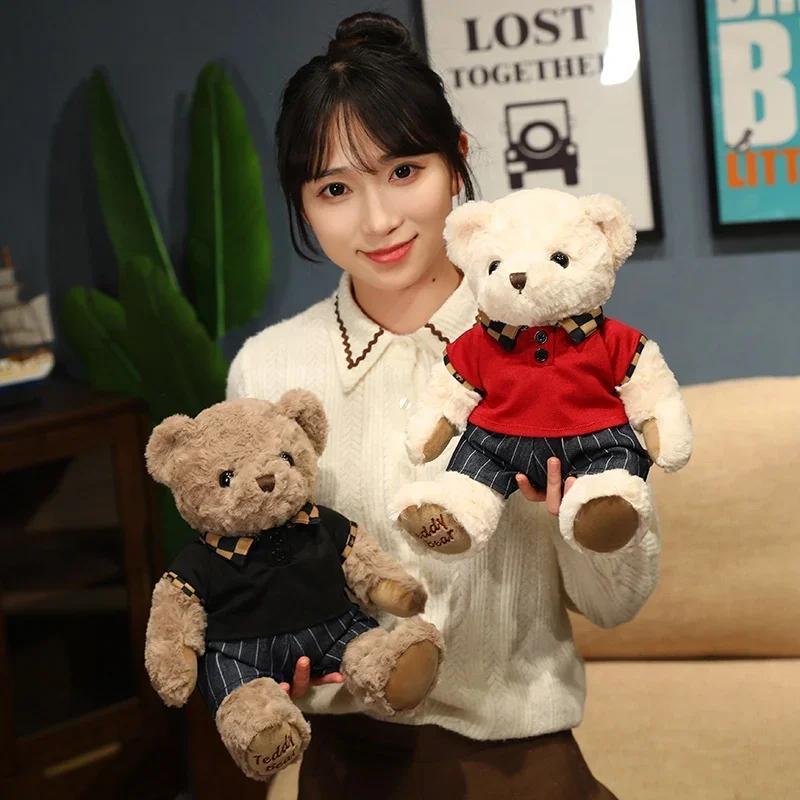 High Quality Soft Teddy Bear Plush Toys Tie Bear Doll T-shirt Paul Teddy Bear  Cute Pillow Animal Cushion Children Birthday Gift