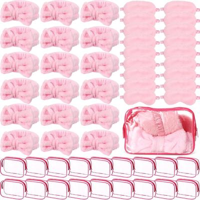 1-12Sets Pink Spa Favors Bow Headband Mask Bag for Girls Women Gifts Wedding Favors for Guests
