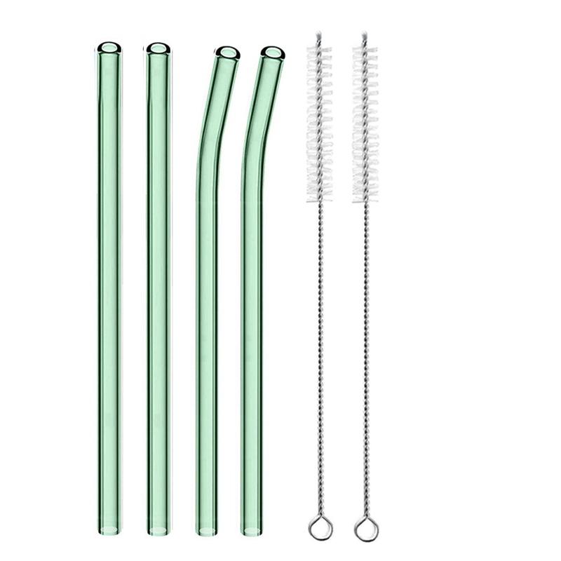 4 szt. 20 cm Szklane Słomki do Picia Wielokrotnego Użytku Kolorowe Szklane Słomki do Napojów Sok Ekologiczne Słomki Koktajlowe Barowe Naczynia do Picia