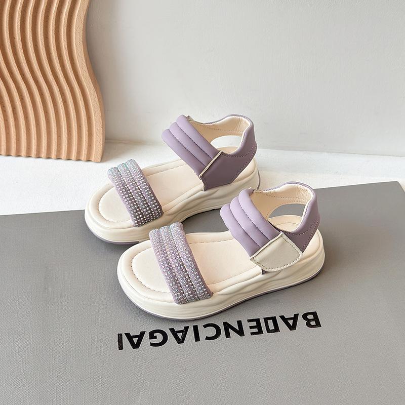 Kids Rhinestone Decor Thick Sole Casual Sandals 26 фиолетовый