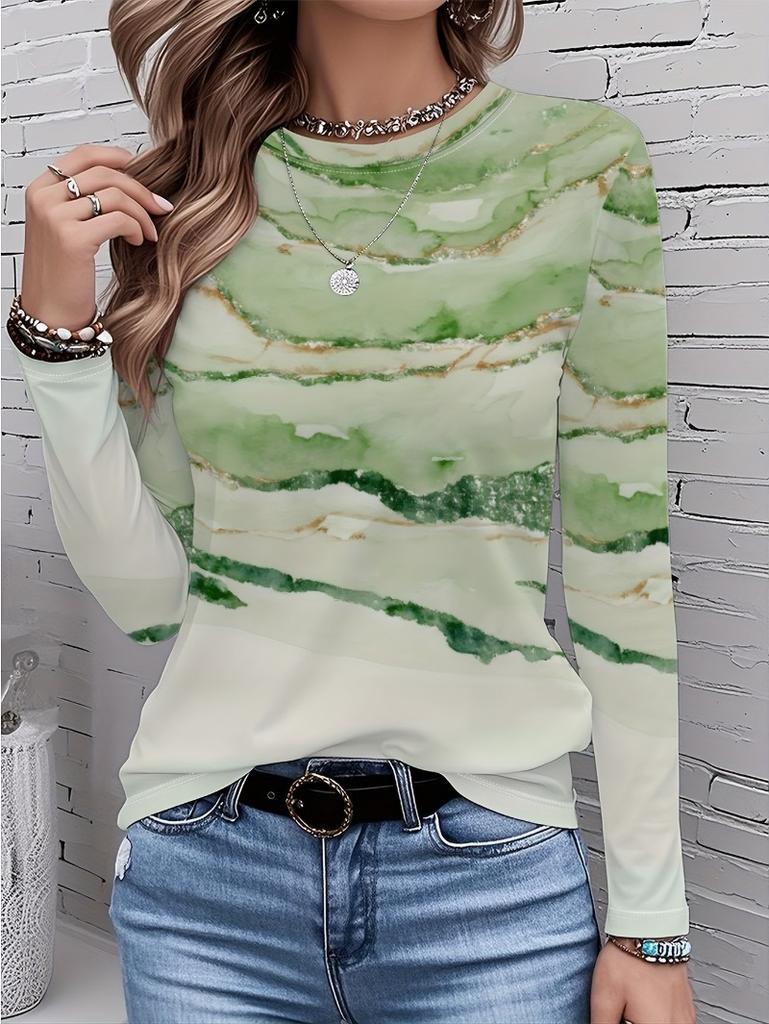 Women's Autumn Long-Sleeve T-ShirtStreet Style Casual Crew Neck Pullover, Loose Fit Outdoor T-Shirt