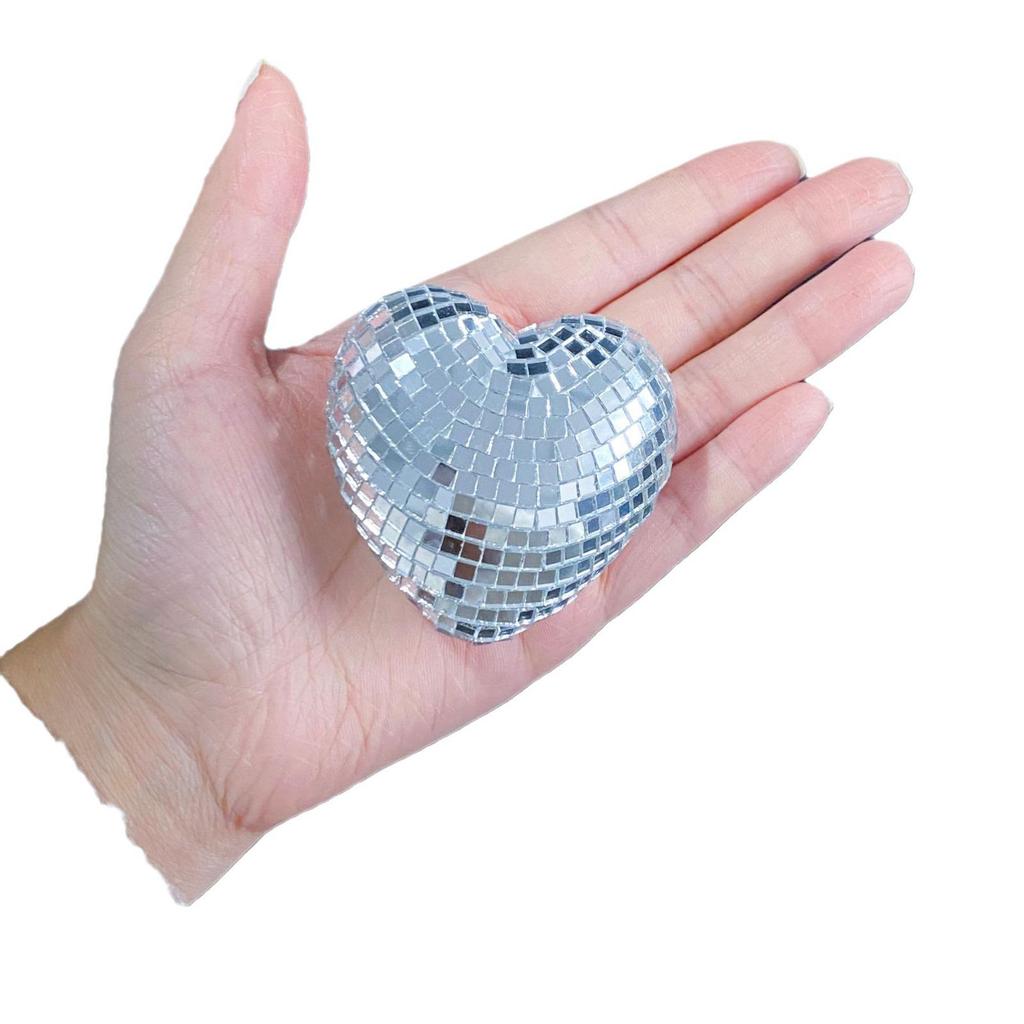 Reflective Heart Disco Ball Glass Ornament for Christmas Parties