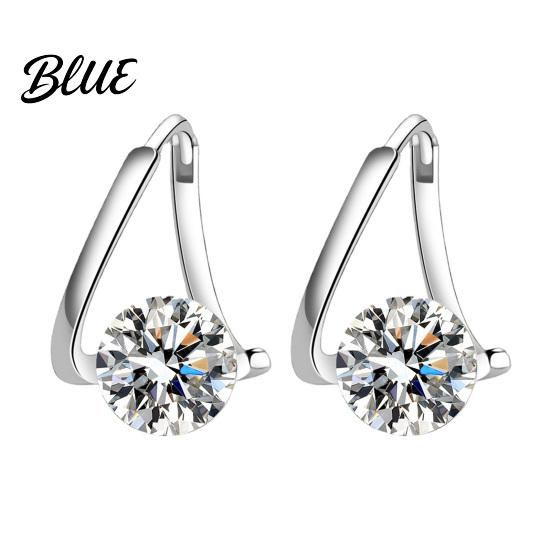 Women Earrings 1 Pair Drop Cubic Zirconia Inlay Arc-Shaped Design серебряный