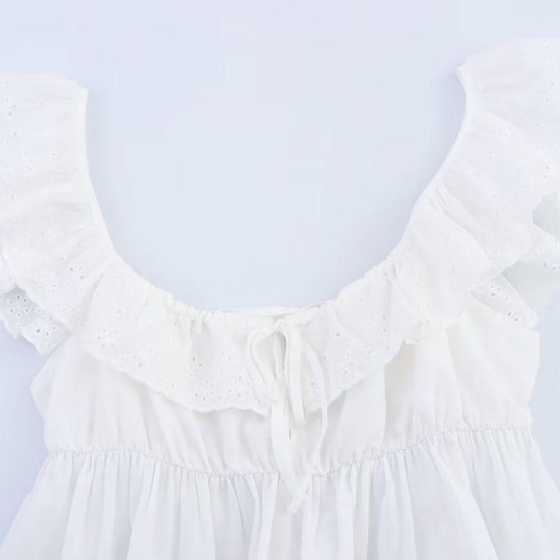 Kaslead New Women clothes Western Style Hollow Embroidery Laminated Top Shorts 0666099 8073286