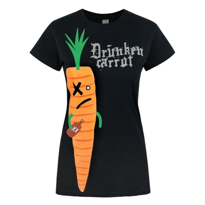 Mr Toast Womens/Ladies Drunken Carrot T-Shirt L noir