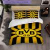 Borussia Dortmund 3-teiliges Bettwäscheset Weiches Bettbezug-Set mit Kissenbezügen Bedrucktes Schlafzimmer-Deko-Set für Zuhause