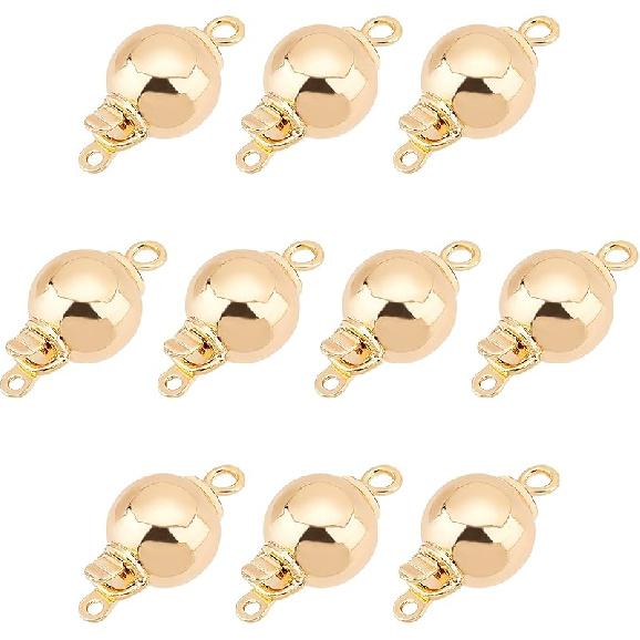 BENECREAT 6 Pcs 3 Styles Real 18K Gold Plated Oval Clasp Spring Clasp, Brass Metal Spring Gate Rings for Keychains Making