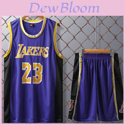 Purple 24 Lakers Lebron James Jersey Set Adult Kids Breathable Basketball Uniform Recreation Fitness Sportswear