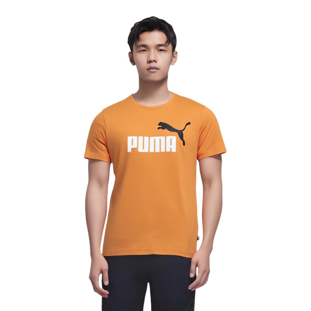 Puma Letter Logo Print American Retro Dopamine Pullover Casual Sport Crew Neck Short Sleeve T-Shirt SS24 Men Tops Orange 847666-96