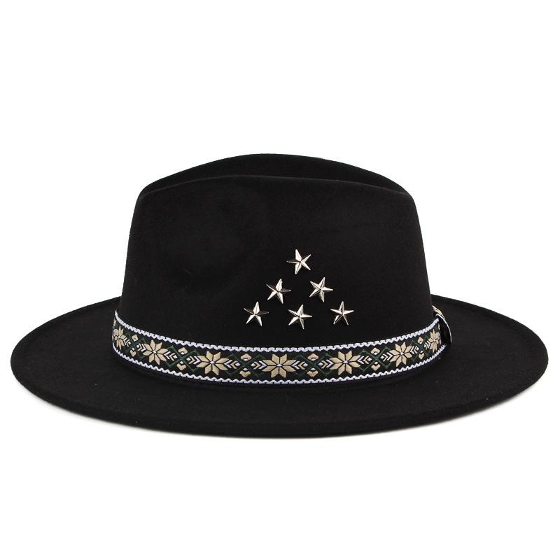 Autumn and winter new products, European and American ethnic style jazz hat, gentleman's black top hat, imitation felt hat, men's and women's hats