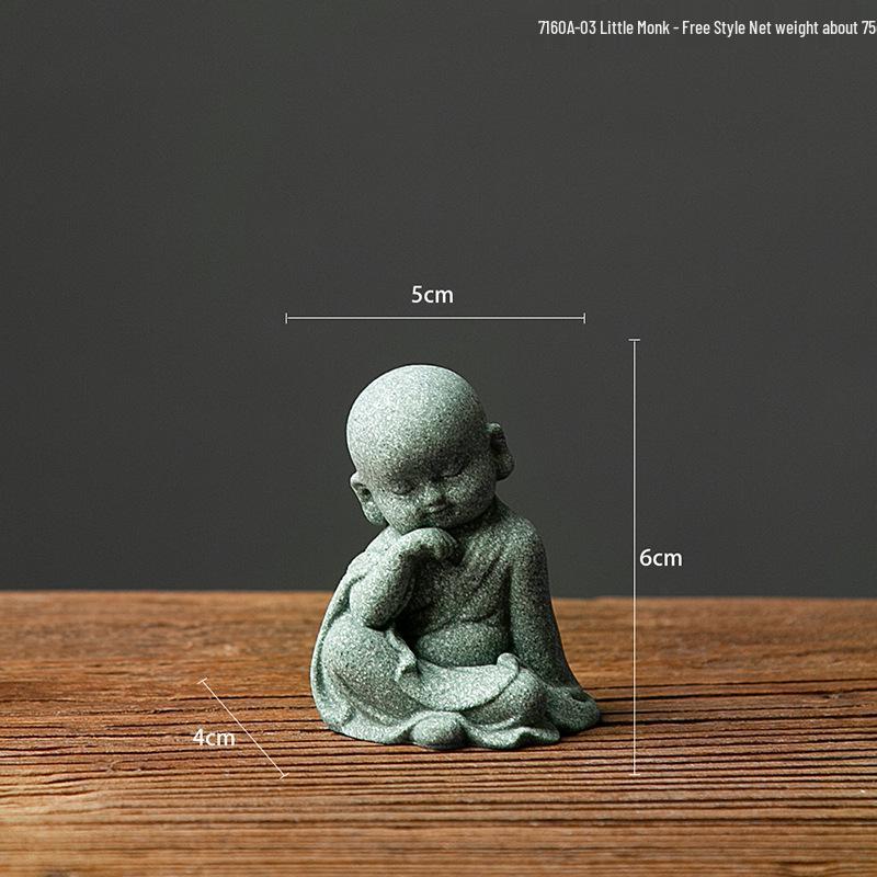 Porcelain Green Sandstone Buddha Ornament for Zen Fish Tank or Bonsai Display