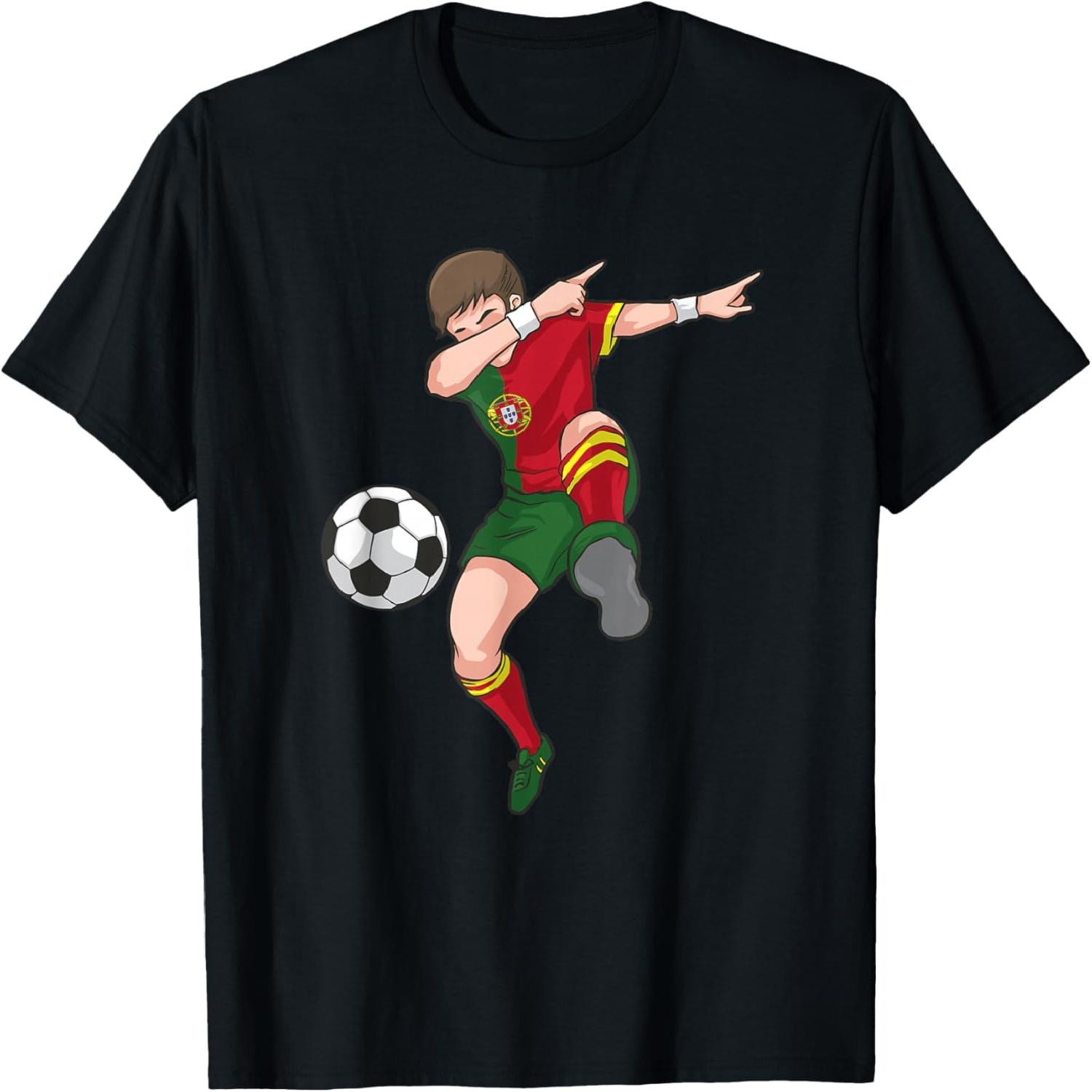 Dabbing Soccer Boy Portugal Football Shirt Portuguese Gift T-Shirt S