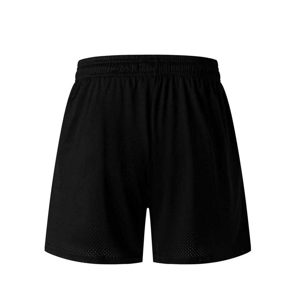 EES-12 Men Black Mesh Basketball Shorts W EE Letter Street Summer Beach Trunks