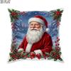 2D Flat 1pc Traditional Santa Pillowcases Red Throw Pillow Covers One Sided Printing Without Pillow Inserts Sofa Bed Decor for Living Room Bedroom, 2D