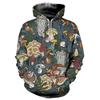 Modisches Buntes Pilzmuster 3D-gedruckter Kapuzenpullover Lässiger Supergroßer Kapuzenpullover Streetwear Harajuku Herren Pullover
