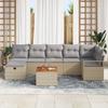 Ensemble de canapé de jardin 8 pièces avec coussins en rattan poly beige, Canapé de jardin 2 places avec coussins en rattan 3359546