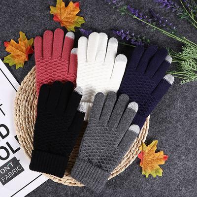 Korean Style Split-finger Winter Knitted Warm Gloves Simple Unisex Knitted Warm Touch Screen Gloves