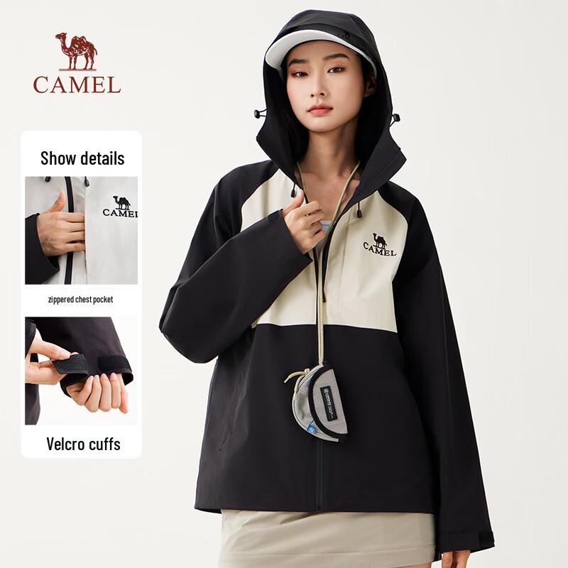 Camel Women's Windproof Hooded Outdoor Jacket