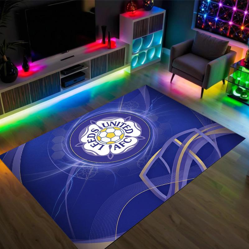 Design Calcio Leeds United Tappeto in Velluto di Cristallo Accogliente Non?Tappeto Stampato Antiscivolo per Camera da Letto Soggiorno Ingresso