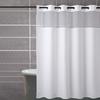 180g Double Waffle Tulle Large Ring Shower Curtain Waterproof Fabric with Removable Buttons Bathroom Accessories