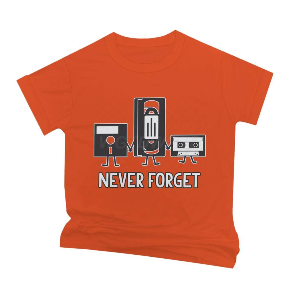 Never Forget Print Floppy Disk Cassette Tape Pattern T Shirts Men Women Vintage Short Sleeve Streetwear Fashion Male Tshirts