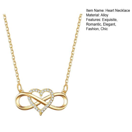 Infinity Heart Necklace for Women Cubic Zirconia Love Heart Pendant Necklace Romantic Birthday Gifts for Girlfriend Wife