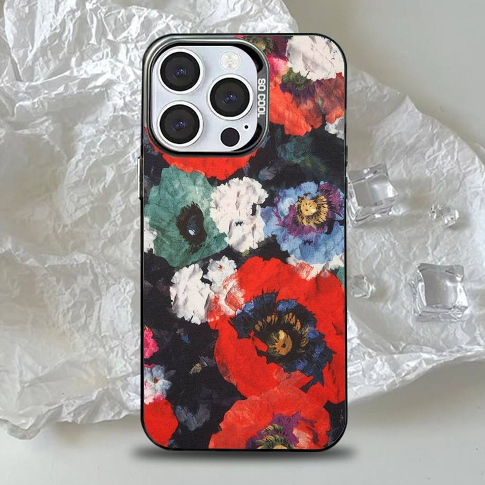 Red Poppy Watercolor Floral White Phone Case for iPhone 17 16 15 14 13 12 11 16E Series Pro Max Plus Double Layer Protection