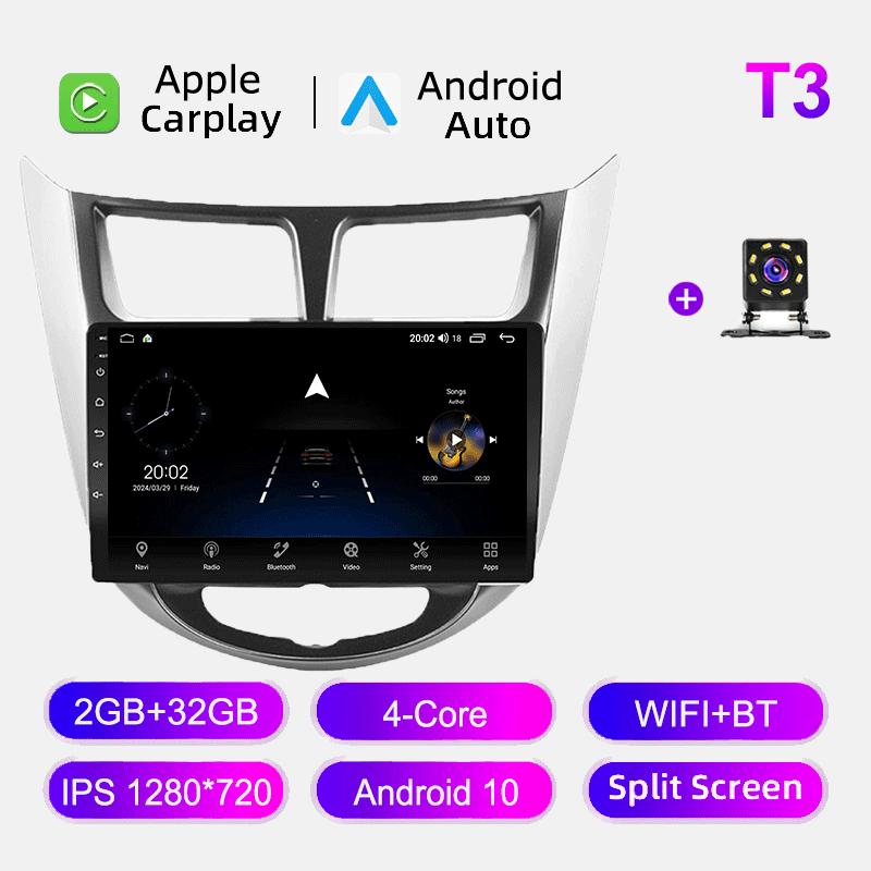 

Автомобильное радио Android Auto Carplay для Hyundai Solaris Accent Verna 2010-2016, мультимедийный проигрыватель, головное устройство, стерео, GPS-навигация, BT WIFI 2+32 ГБ 2+32GB,B