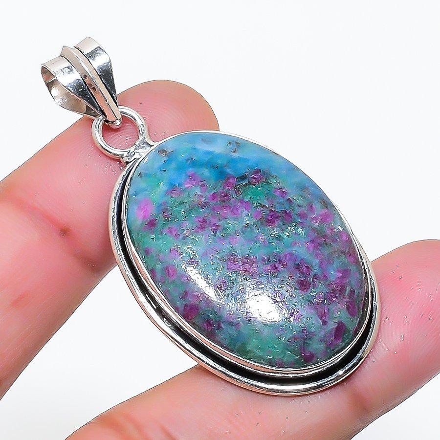 Natural Ruby Fuchsite Gemstone 925 Sterling Silver Jewelry Pendant 1.93 AP-14936
