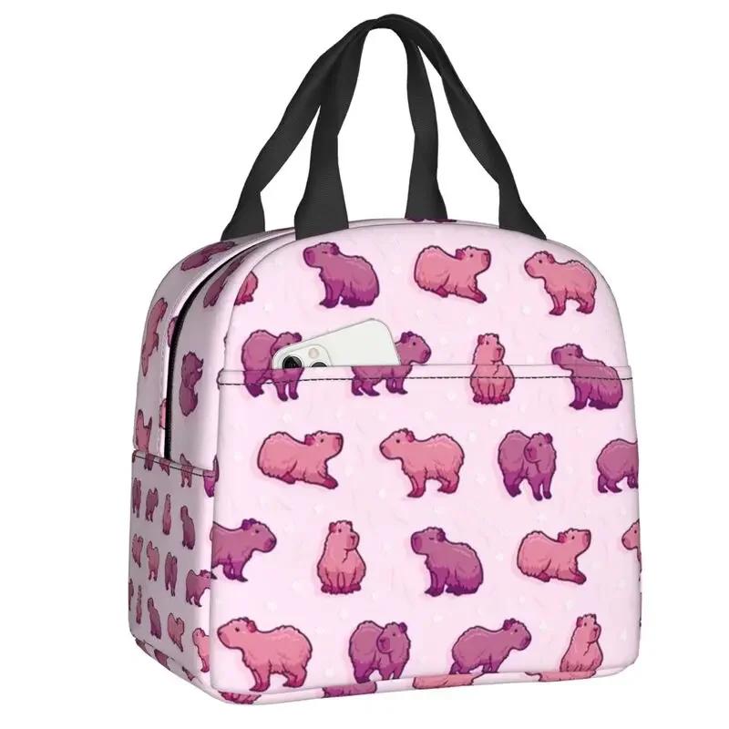 Capy Capybara Insulated Lunch Tote Bag for Women Cute Portable Warm Cooler Thermal   School Picnic Food Container
