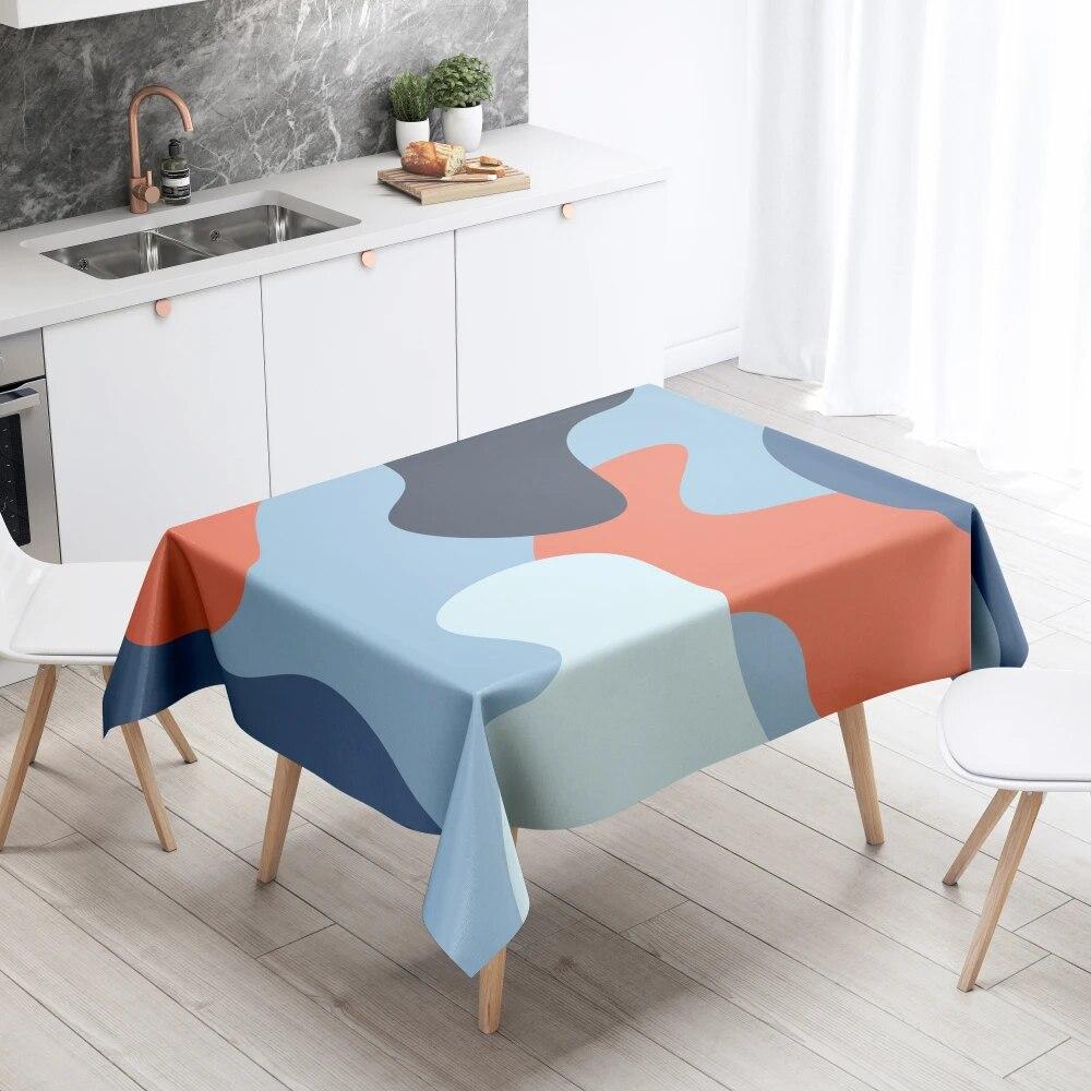 Abstract Line Tablecloth Home Anti-fouling and Waterproof Dining Table Decoration Rectangular Kitchen Fireplace Countertop