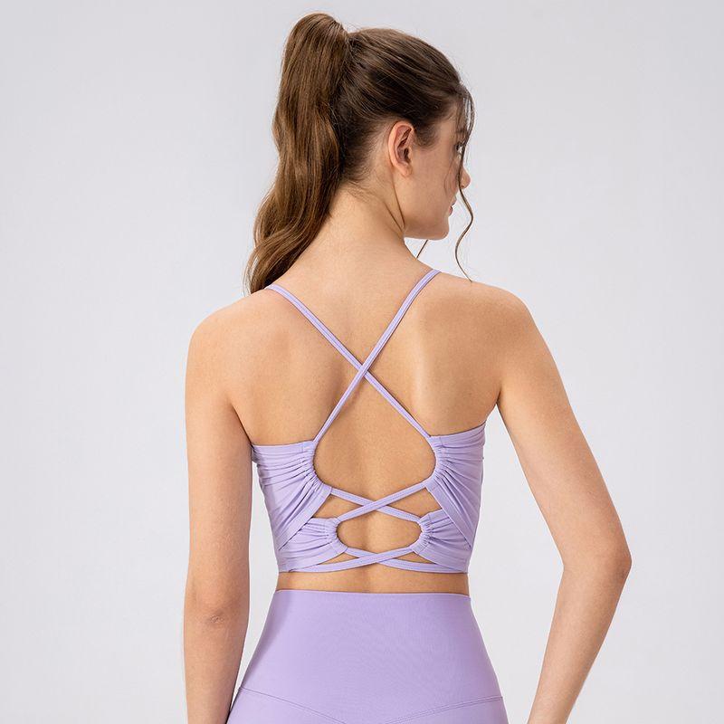 Foreign Trade with Chest Pad Female Summer Yoga Intimates Open Back Sling Sports Tops Bubble Wrap Dance Fitness Vest Yoga Clothes