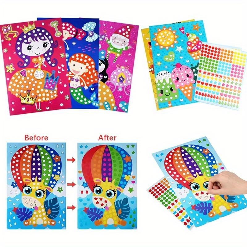 Non-Toxic 20 Sheets Kids Dot Coloring Book Diy Color Dot Cartoon Animal Drawing Mosaic Puzzle Stickers Children Creative Educational Toys