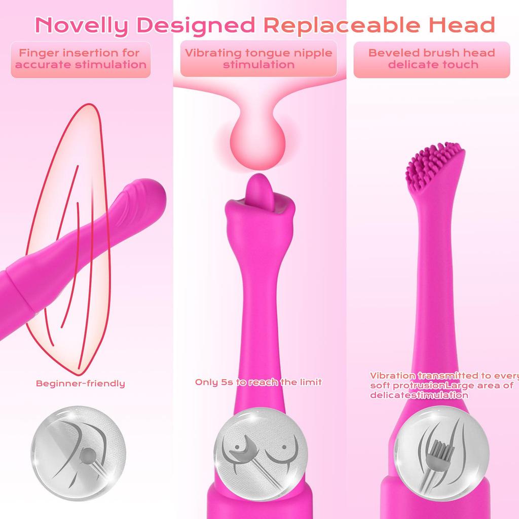 Silicone G-Spot Vibrating Pen Set with Replaceable Head - 10 Frequencies for Female Stimulation.