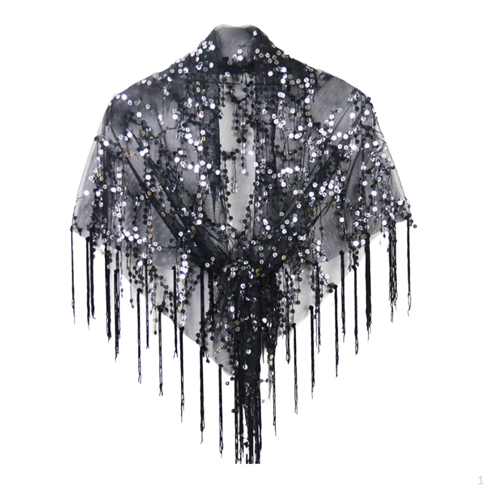 

Элегантная шаль с пайетками для женщин на летние свадьбы чёрный