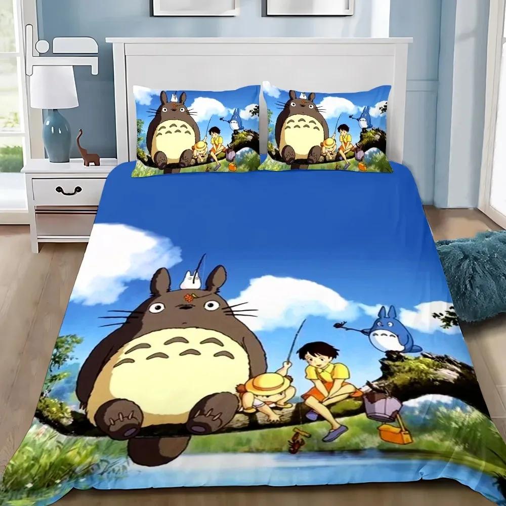 Anime Soft Duvet Cover Pilowcase Beding Set T-TotoroS Kawai Adult People Boy Girl Bedrom Decoration Children Single Double Large Sized Dimensions