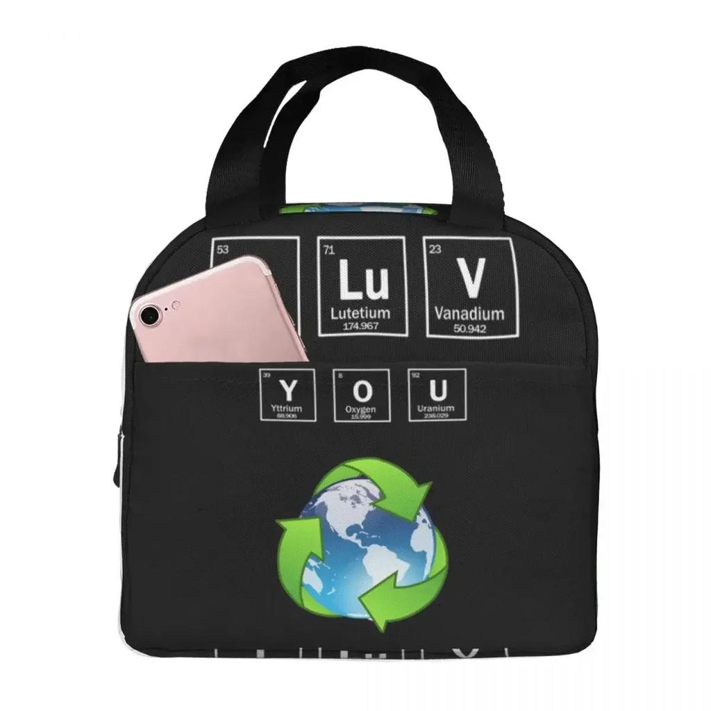 Elements Periodic Table Science Chemistry Chemical Insulated Lunch Bag for Women Kids Portable Food Boxes Thermal Lunch Box Tote