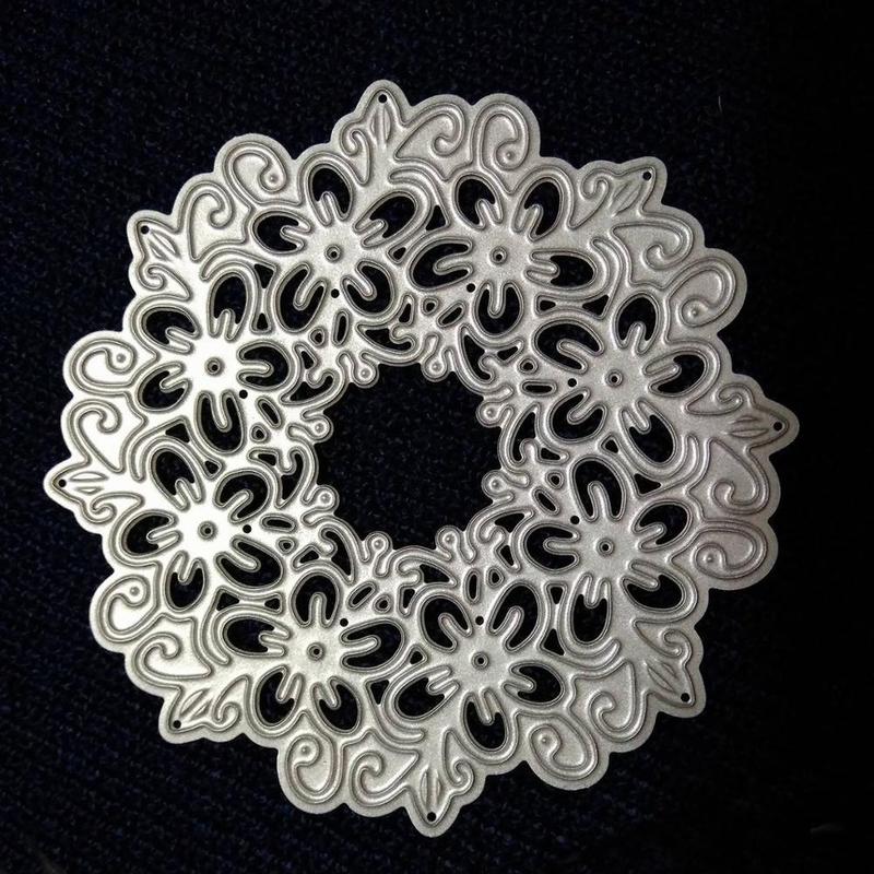 

Кружевные полые круглые металлические режущие штампы, трафареты для DIY, скрапбукинга, альбома, тиснение бумажных карт серебряный