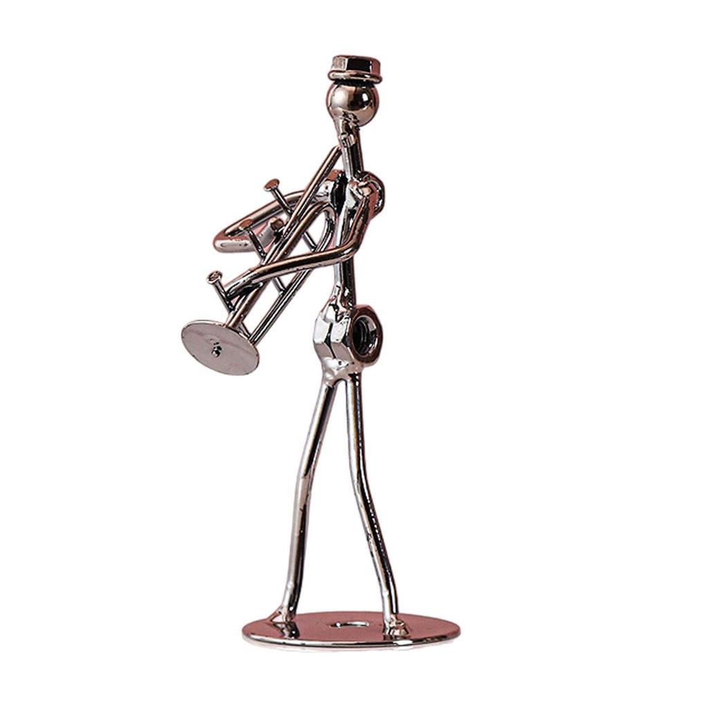 Musical Man Statue, Iron Wires and Screws Statue Home Decor, Musician Tabletop Figurine Desk Decoration for Bookshelf