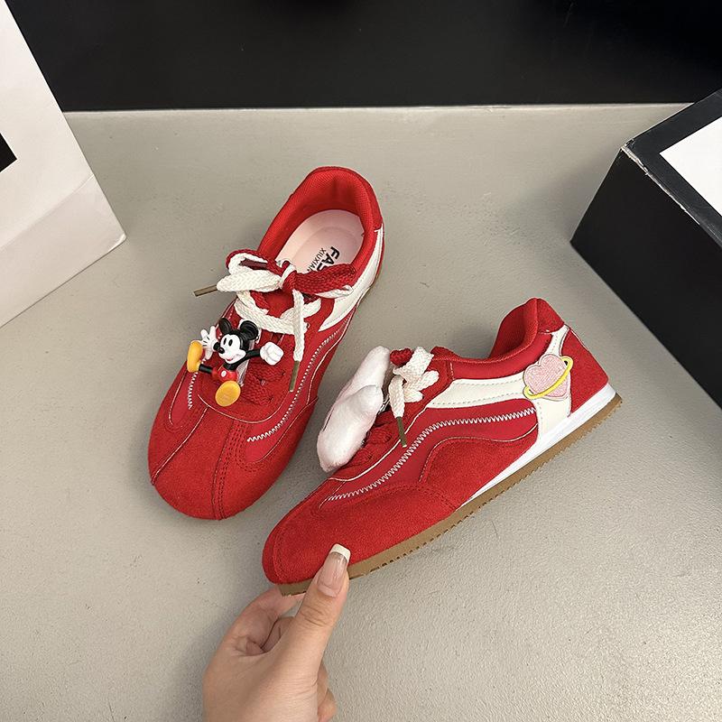 

Популярные немецкие тренировочные кроссовки женские лето 2025 новые тонкие дышащие на плоской подошве универсальные кроссовки Форрест Гамп спортивная и повседневная обувь для скейтборда 40 красный