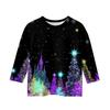 Children's 3/4 Sleeve Tops Casual Christmas Print T Shirt Round Neck Pullover Blouse