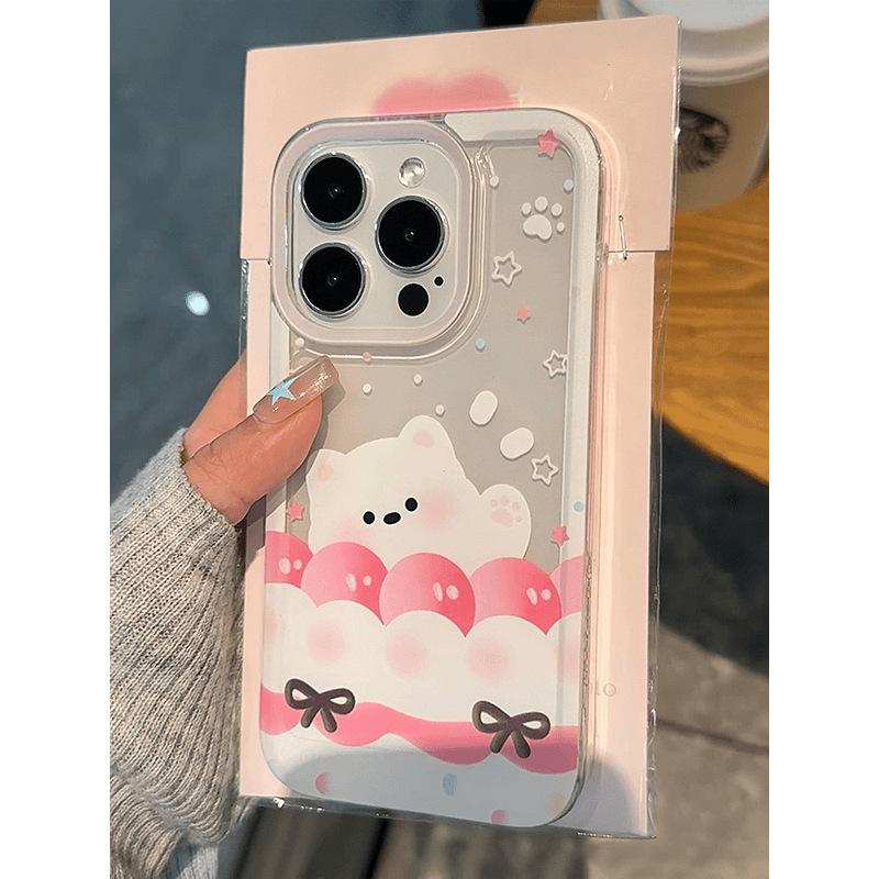 Cake cat goose suitable for Apple 16promax mobile phone case 13 14 15 space case 15pro cartoon 12 fine