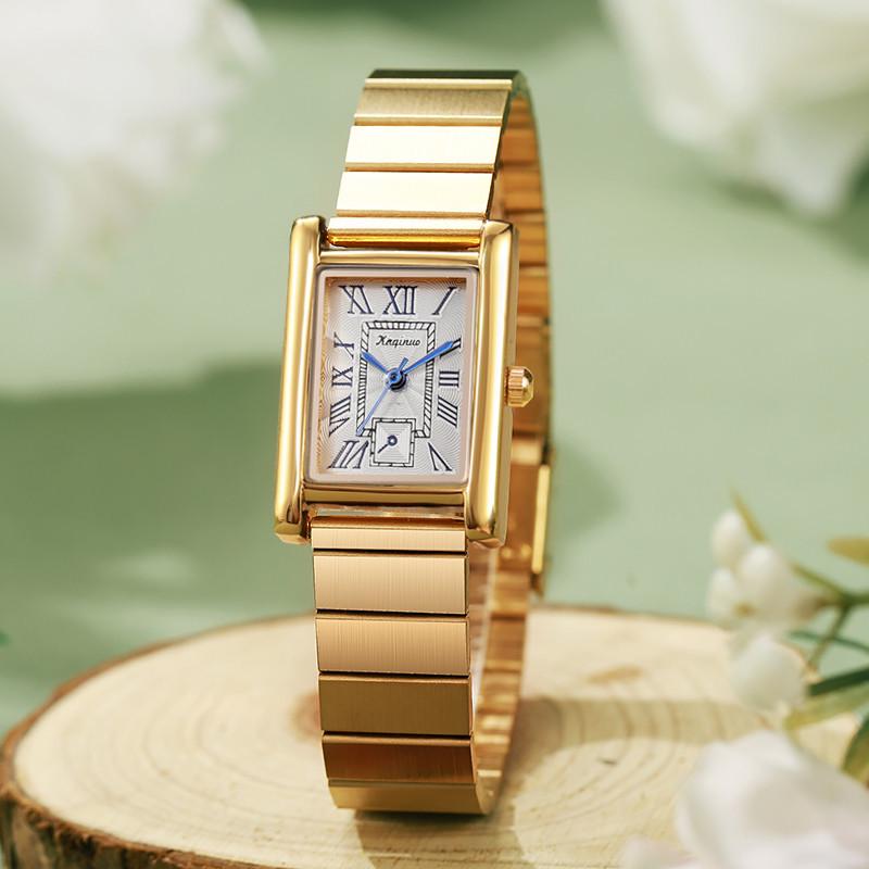 Edelstahl Quadrat Damen Quarz Uhr - Modisches High-End Design