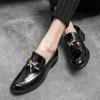 Spring New Style Glossy Patent Leather Men's Tassel Pointed Toe Business Casual Shoes.
