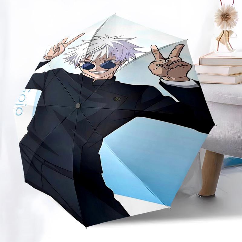 

1pc Gojo Satoru Inspired Automatic Folding Umbrella - Portable Tri-Fold Design with 8-Rib Iron Frame, Perfect for Fans, Travelers, Daily Use, and Fest