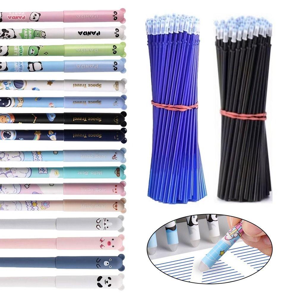 24PCS/Set 0.5mm Erasable Pen Black/Blue Ink Sign Pen Cartoon Ballpoint Pen  Students